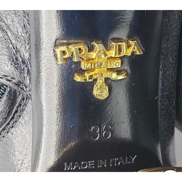 Prada Milano Women's Black AnkleHeeled Boots Size 36 - Picture 4 of 10